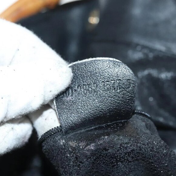 GUCCI Bamboo Hand Bag Leather 2way Black Gold 001 2852 1577 0 Auth ep10073 - Picture 14 of 16